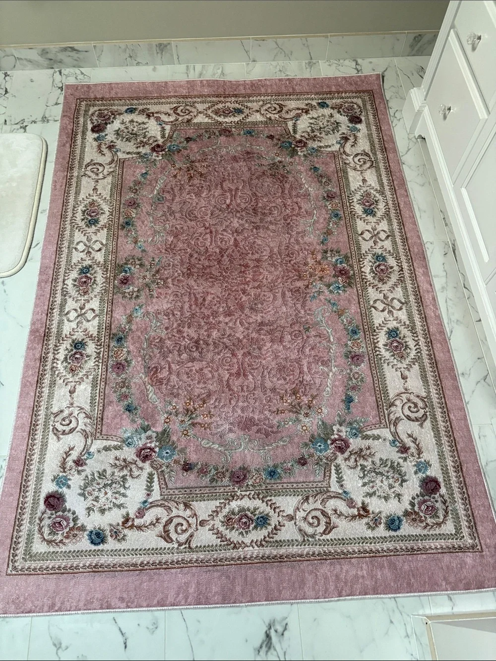 Classic Pink Floral Area Rug - Home Bath
